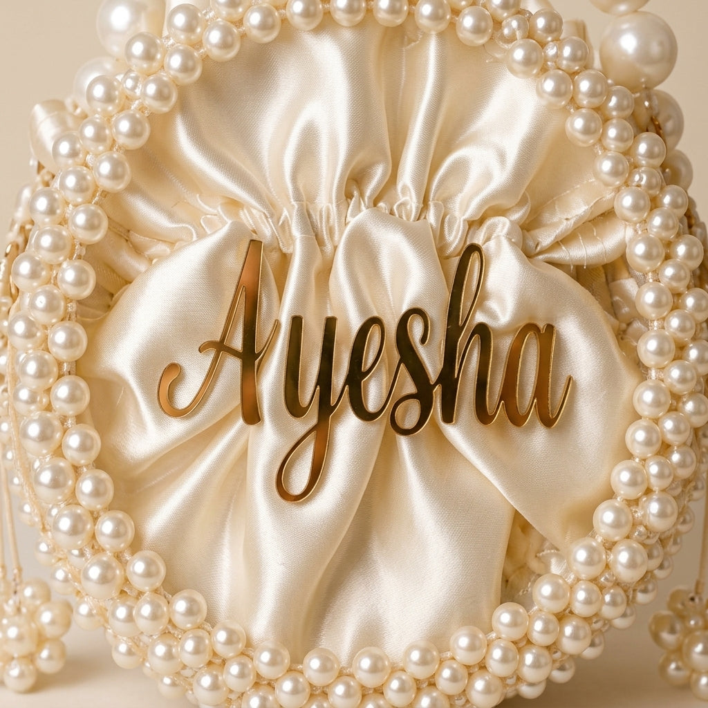Crystal Beaded Acrylic Bag Custom Name Handcrafted