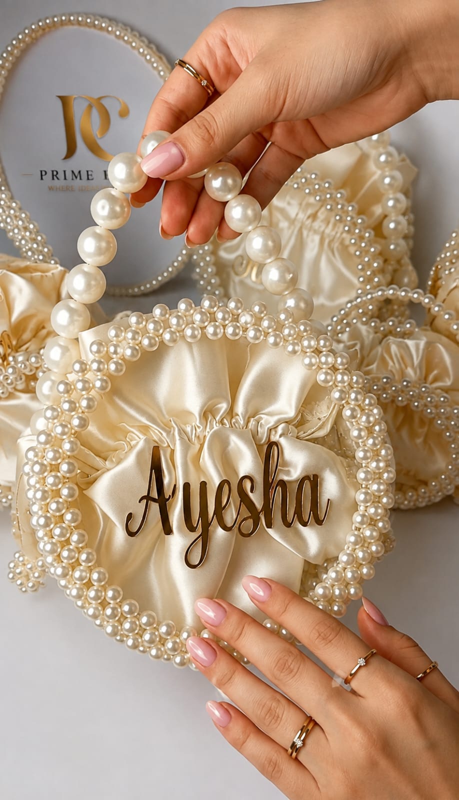 Crystal Beaded Acrylic Bag Custom Name Handcrafted